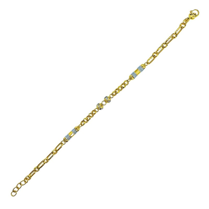 Rantai Tangan Kendi Diamond Cut Emas dan Chrome 916/22K