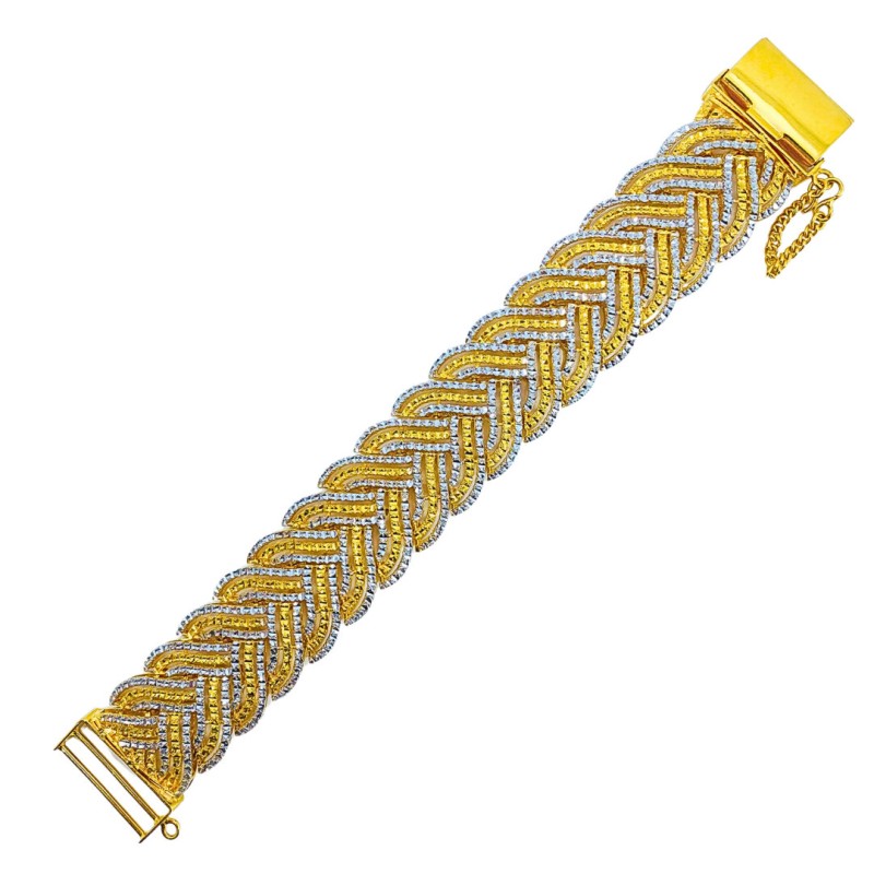 Rantai Tangan Diamond Cut Emas dan Chrome 916/22K