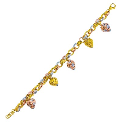 Rantai Tangan Kendi Strawberi Emas, Chrome dan Rose Gold 916/22K