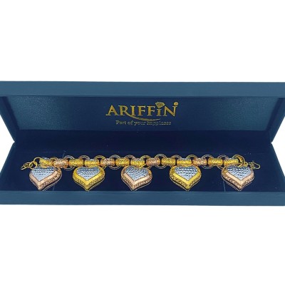 Rantai Tangan Kendi Love Emas, Chrome dan Rose Gold 916/22K