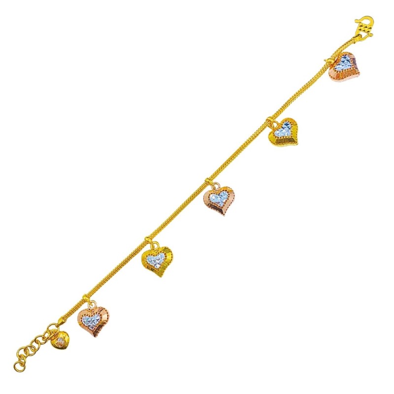Rantai Tangan Audora Love Emas, Chrome dan Rose Gold 916/22K