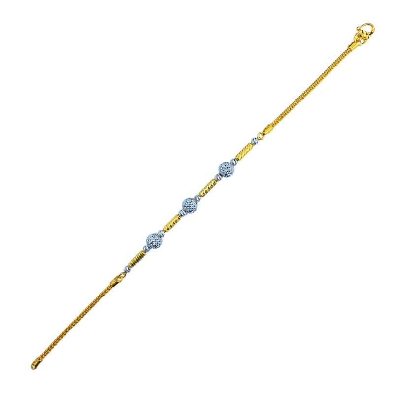 Rantai Tangan Boba Buluh Emas dan Chrome 916/22K