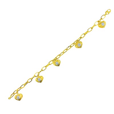 Rantai Tangan Paperclip Love Gantung Emas dan Chrome 916/22K