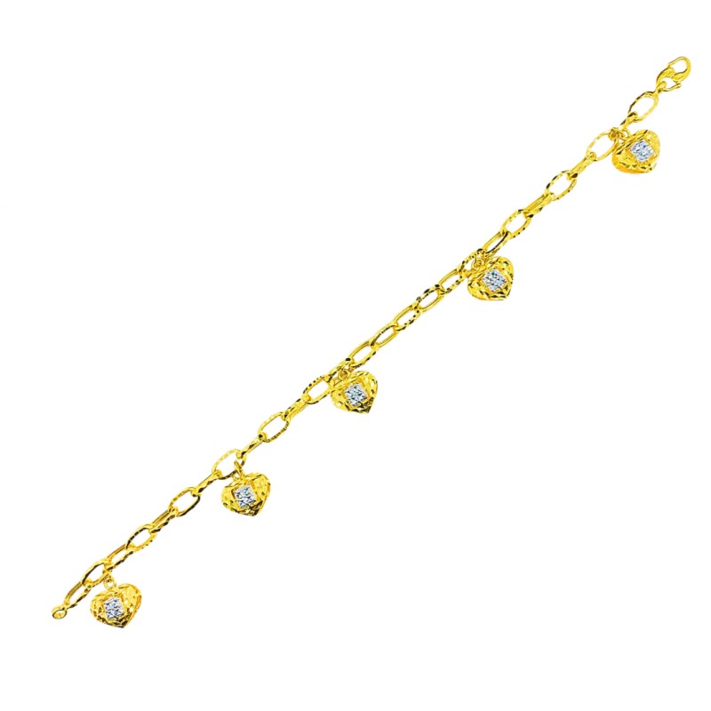 Rantai Tangan Paperclip Love Gantung Emas dan Chrome 916/22K