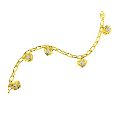 Rantai Tangan Paperclip Love Gantung Emas dan Chrome 916/22K