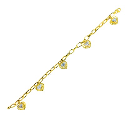 Rantai Tangan Paperclip Love Gantung Emas dan Chrome 916/22K