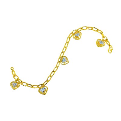 Rantai Tangan Paperclip Love Gantung Emas dan Chrome 916/22K