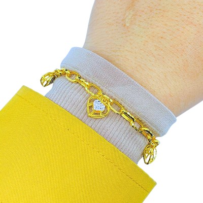 Rantai Tangan Paperclip Love Gantung Emas dan Chrome 916/22K