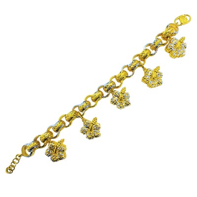 Rantai Tangan Kendi Bunga Raya Gantung Emas dan Chrome 916/22K