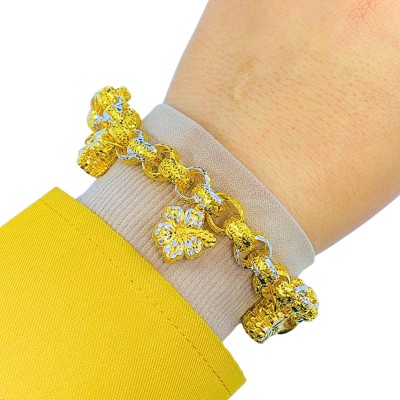 Rantai Tangan Kendi Bunga Raya Gantung Emas dan Chrome 916/22K Rantai Tangan Kendi Bunga Raya Gantung Emas dan Chrome 916/22K