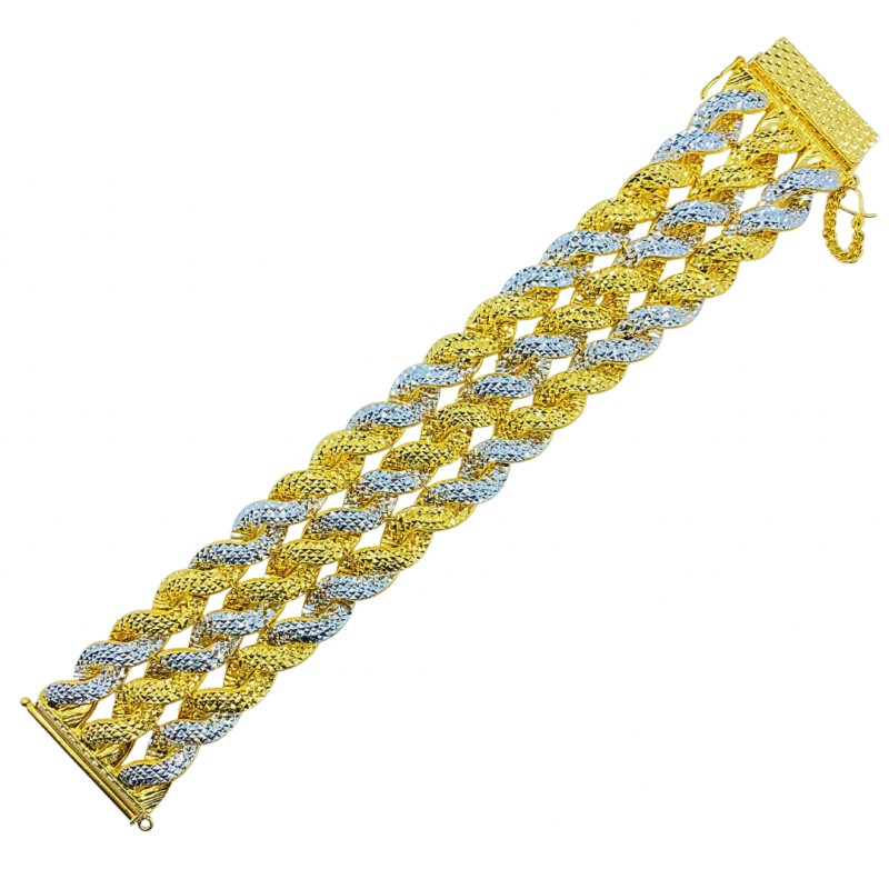 Rantai Tangan Jalin Emas dan Chrome 916/22K