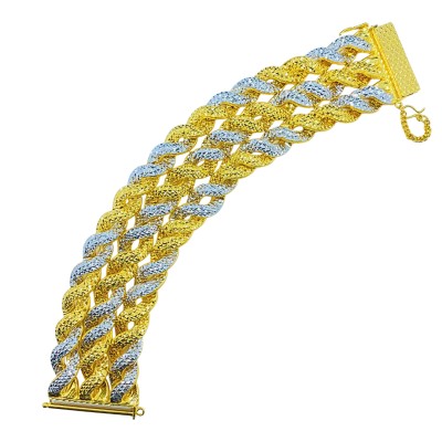 Rantai Tangan Jalin Emas dan Chrome 916/22K