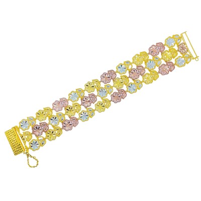 Rantai Tangan Bunga Emas, Chrome dan Rose Gold 916/22K