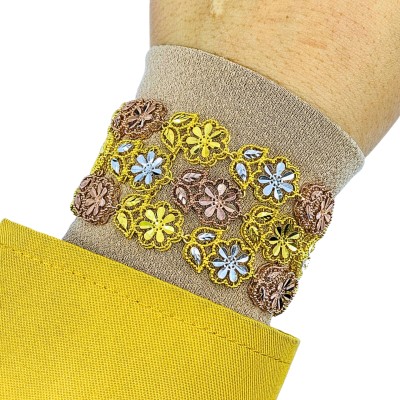 Rantai Tangan Bunga Emas, Chrome dan Rose Gold 916/22K
