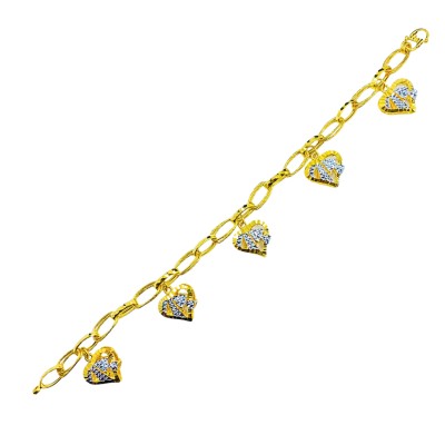 Rantai Tangan Paperclip Love Gantung Emas dan Chrome 916/22K