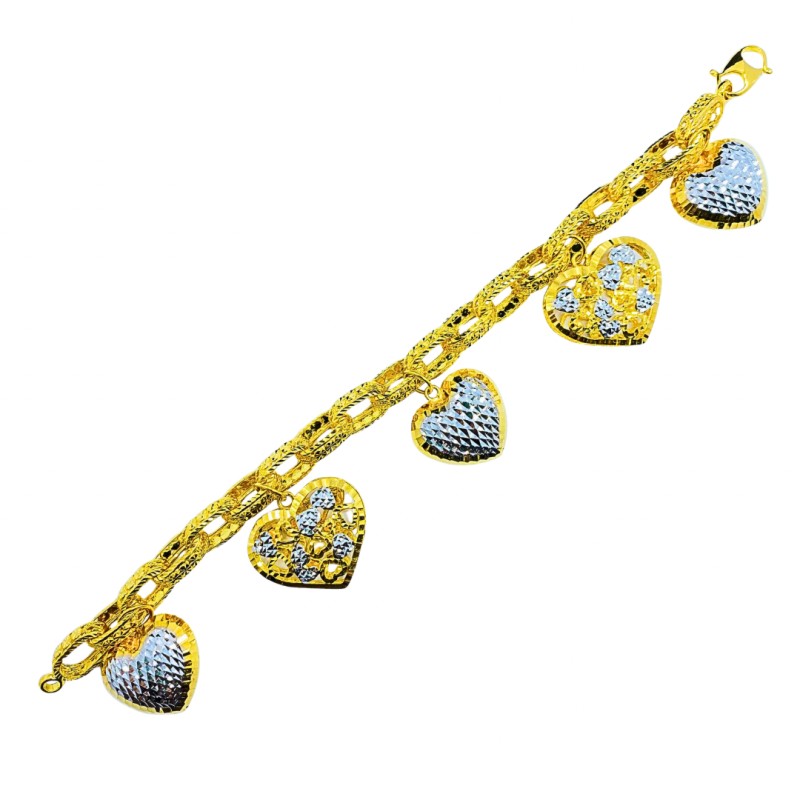 Rantai Tangan Sauh Love Gantung Emas dan Chrome 916/22K