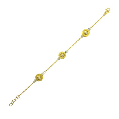 Rantai Tangan Sauh Boba Emas dan Chrome 916/22K