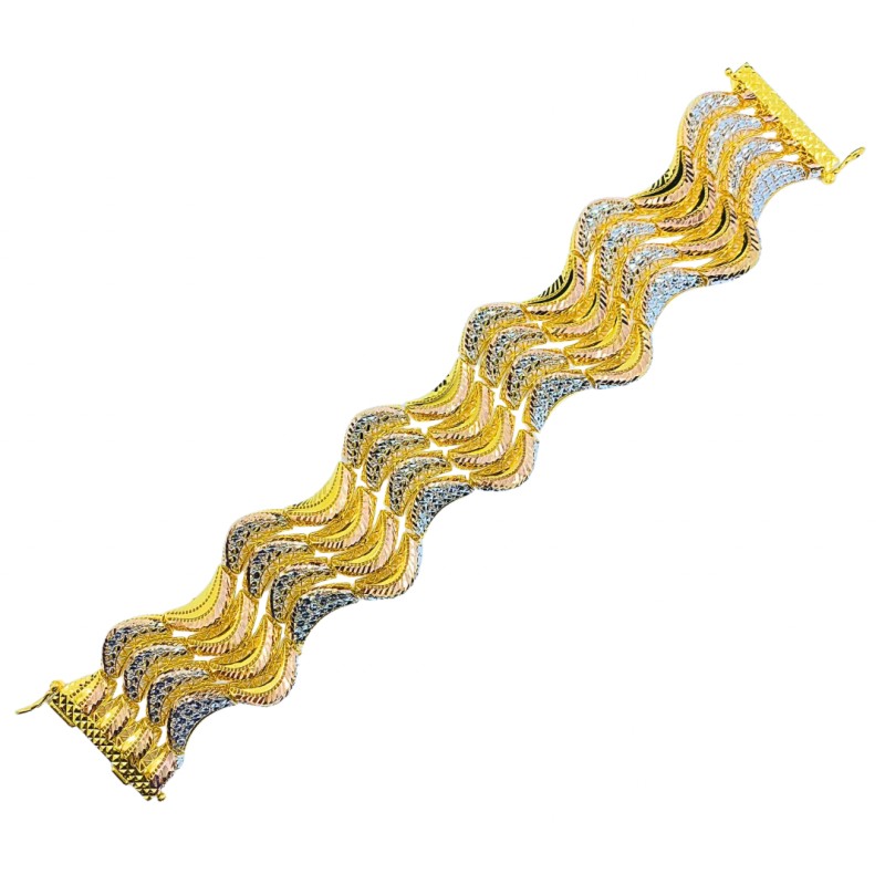 Rantai Tangan Wave Emas, Chrome dan Rose Gold 916/22K