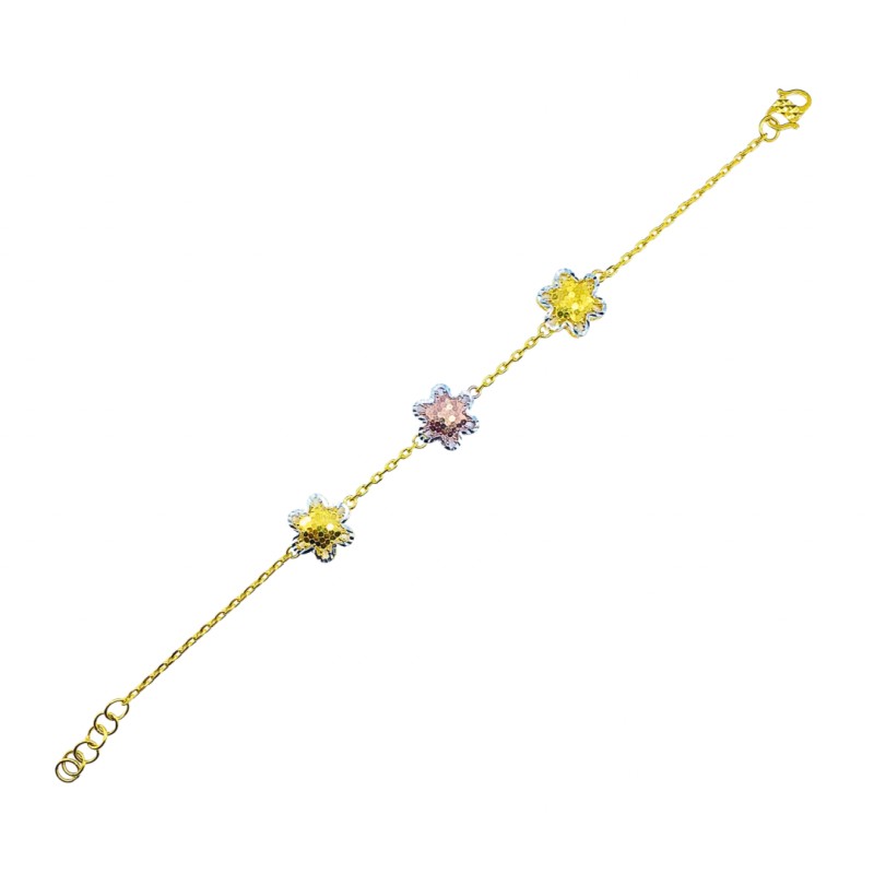 Rantai Tangan Sauh Bunga Emas, Chrome dan Rose Gold 916/22K