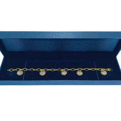 Rantai Tangan Sauh Bulat Gantung Emas dan Chrome 916/22K