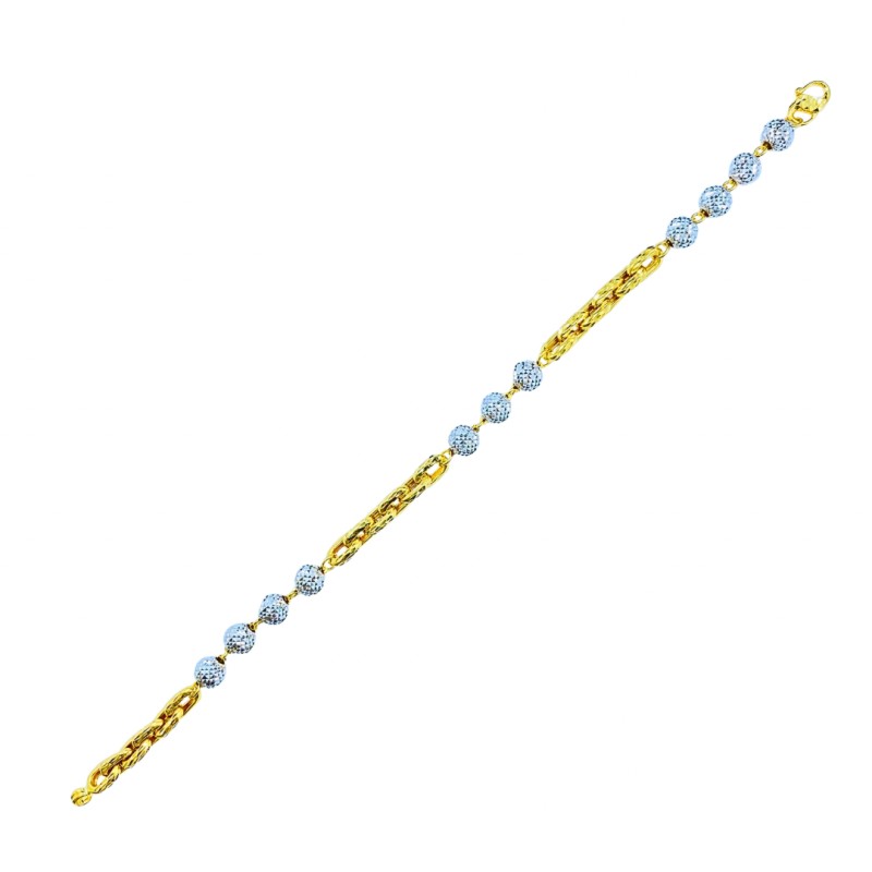 Rantai Tangan Sauh Boba Emas dan Chrome 916/22K