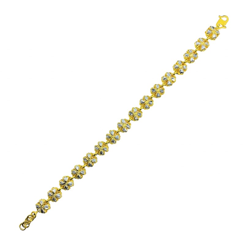Rantai Tangan Clover Emas dan Chrome 916/22K