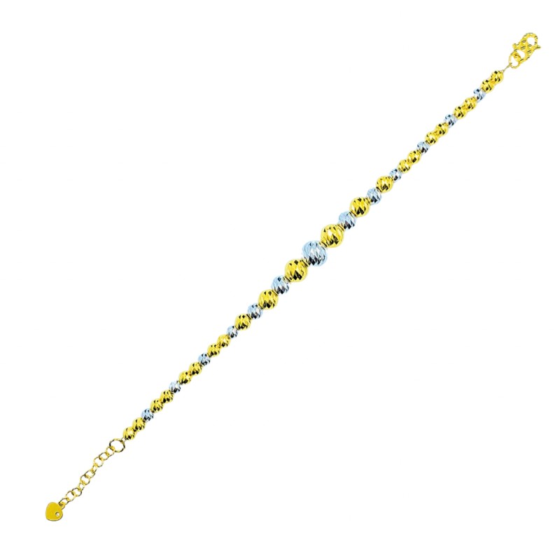 Rantai Tangan Boba Kristal Emas dan Chrome 916/22K
