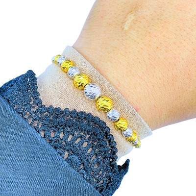 Rantai Tangan Boba Kristal Emas dan Chrome 916/22K