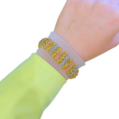 Rantai Tangan Daun Emas, Chrome dan Rose Gold 916/22K