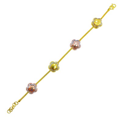 Rantai Tangan Belut Bunga Emas, Chrome dan Rose Gold 916/22K