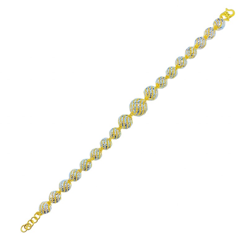 Rantai Tangan Boba Kerawang Emas dan Chrome 916/22K
