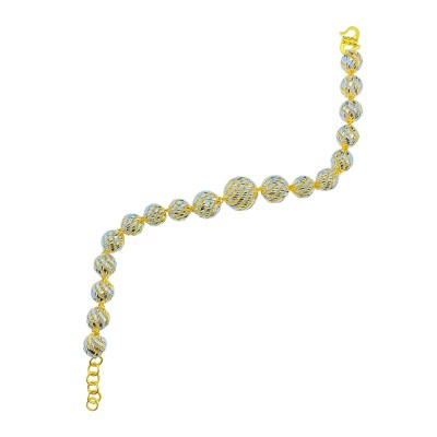 Rantai Tangan Boba Kerawang Emas dan Chrome 916/22K