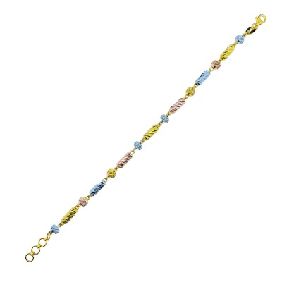 Rantai Tangan Boba Buluh Emas, Chrome dan Rose Gold 916/22K