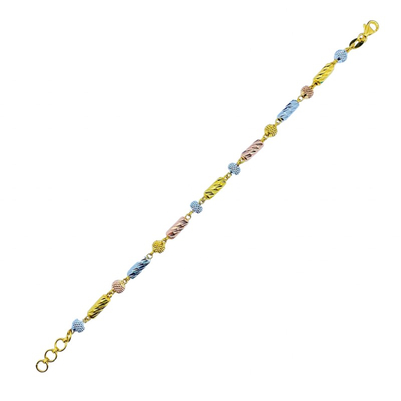 Rantai Tangan Boba Buluh Emas, Chrome dan Rose Gold 916/22K